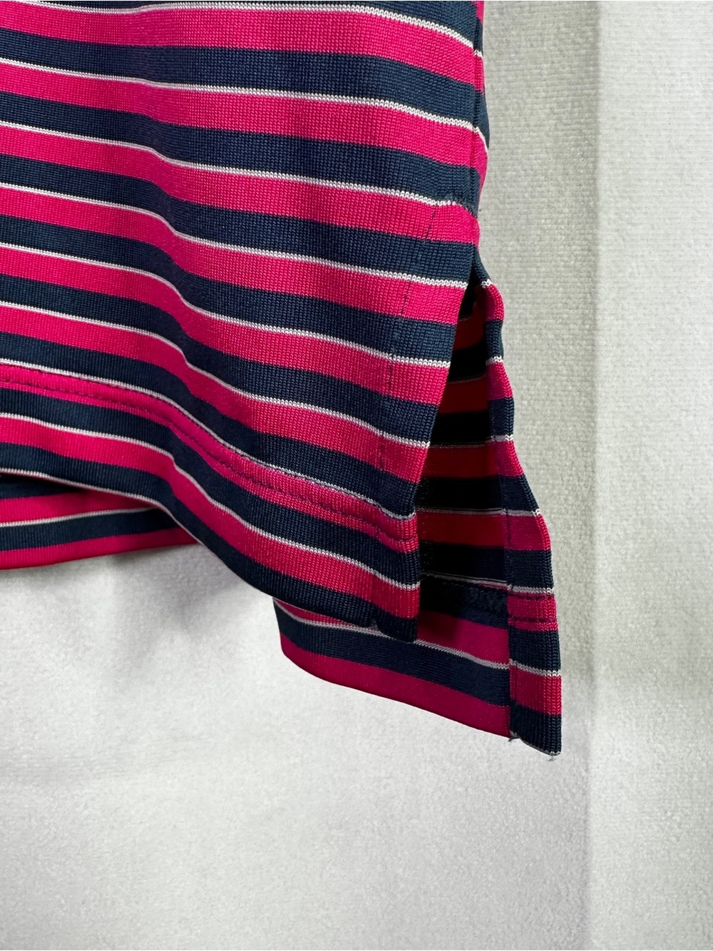 Adidas Striped Polo Men’s Golf Pink Short Sleeve Athletic Lightweight XL Shirt - Picture 4 of 8